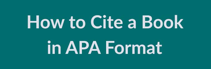 how to cite a book in apa format